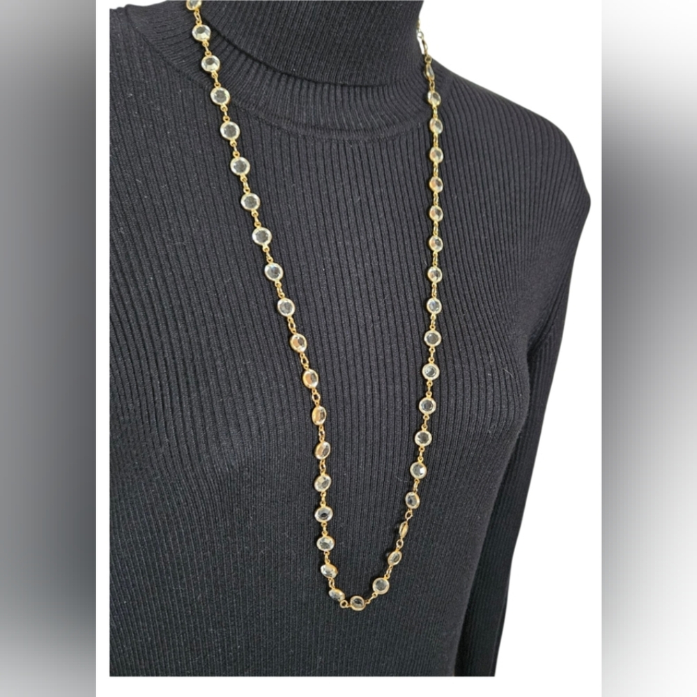 Austrain Cyrstal USA Vintage Set In Bezels Necklace 34 InchWonderful chain neckl